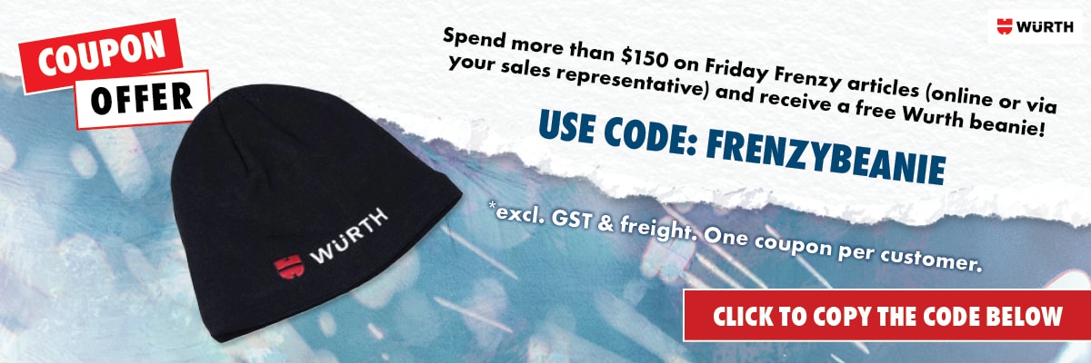 Spend more than $150* on Friday Frenzy articles and receive a free Wurth Beanie!